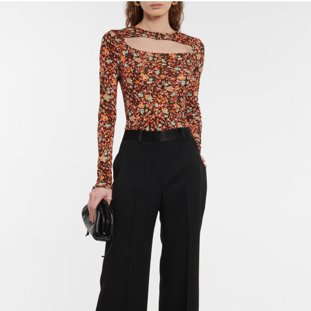 NWT Victoria Beckham Floral Cutout Top